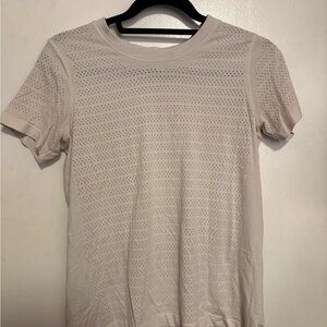 Lululemon Cream Short Sleeve Perforated Top